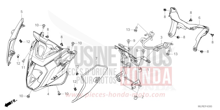 UPPER COWL for Hornet 500 MAT GUNPOWDER BLACK METALLIC (NH436) from 2024